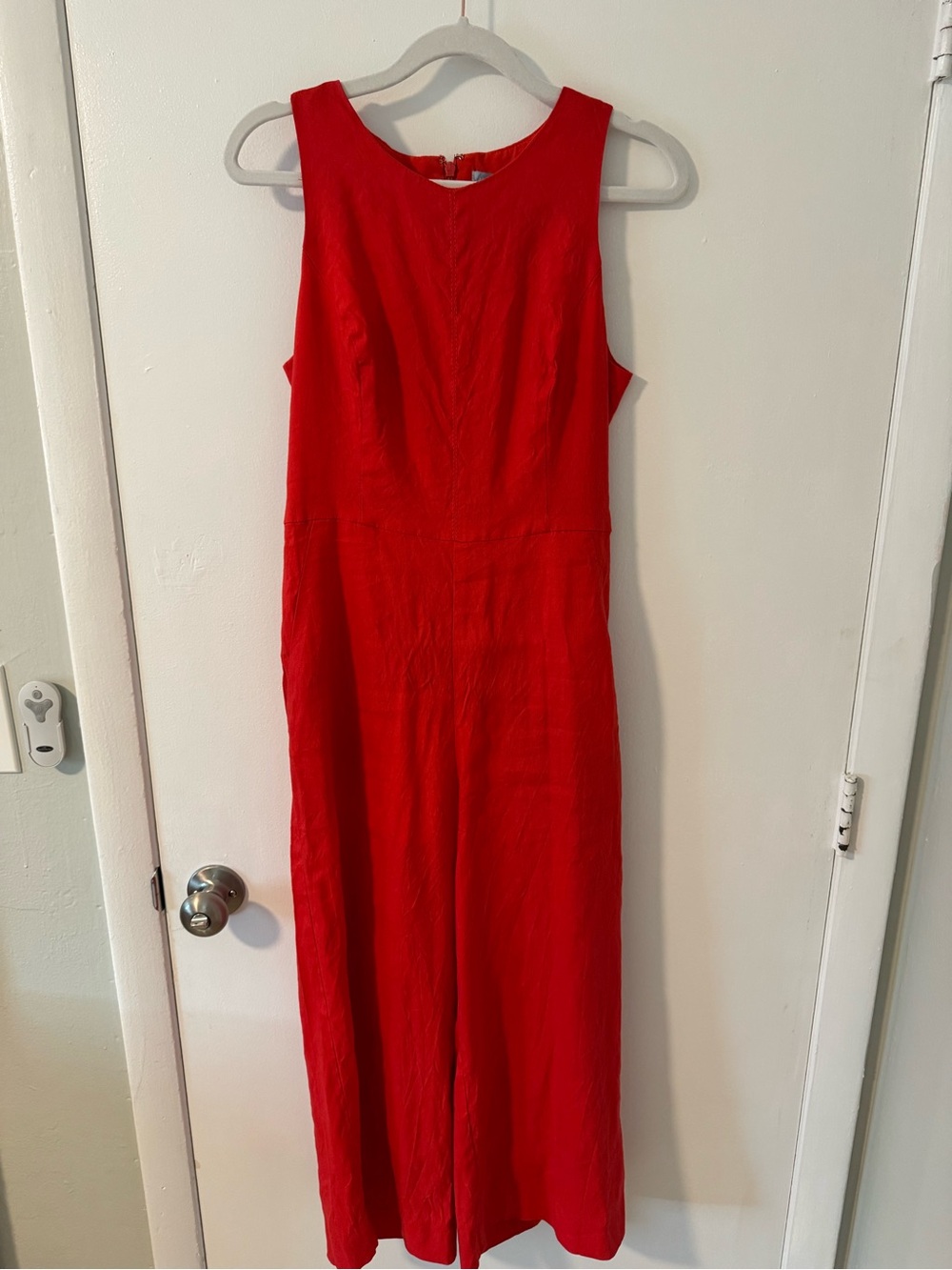 ANTONIO MELANI Vibrant Red Linen Jumpsuit